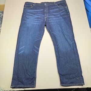 Levi's 505 Regular Fit Jeans Dark Wash Eco Ease Stretch Mens 50x32 NEW